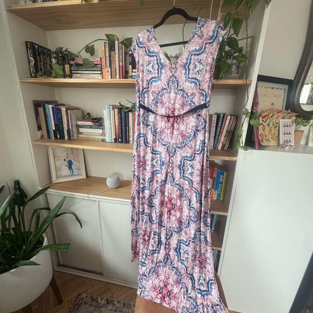 Jessica Simpson Maternity Vibrant Pink and Blue Maxi Dress